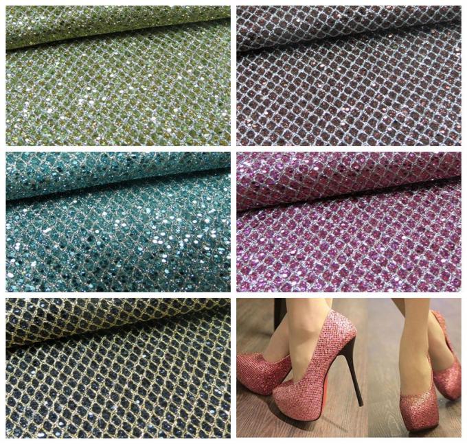 Tessuto di maglia normale di allungamento di scintillio del poliestere della stagnola per la fabbricazione della carta di parete delle borse delle scarpe